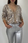 Women's sequined V-neck sweater Cardigan