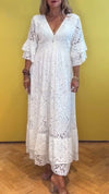 Women's V-neck Lace Trumpet Sleeve Dress