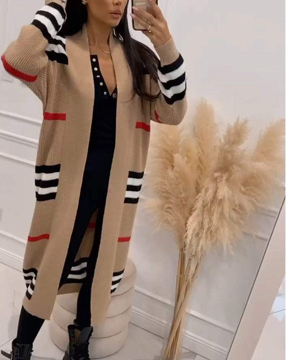 Women's Contrast Color Casual Cardigan