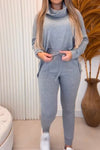 Women's Spring Casual Pile Collar Solid Color Two-piece Suit