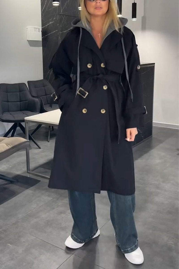 Women's Casual Hooded Long Trench Coat