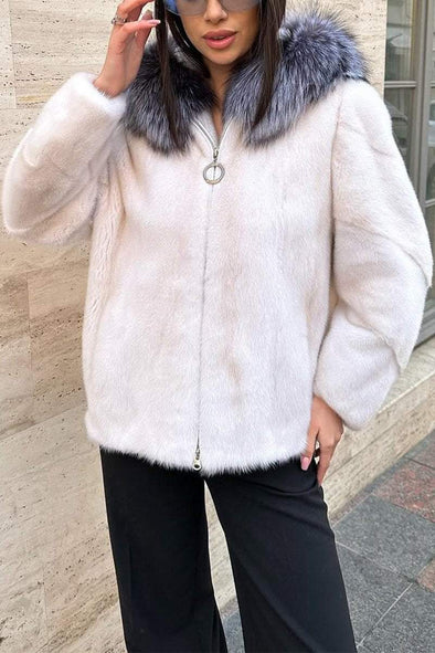 Women's Casual Hooded Zipper Fur Coat