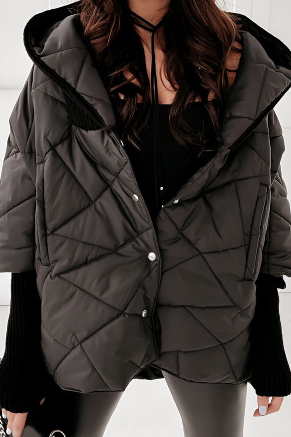 Women's Long Sleeve Hooded Patchwork Coat